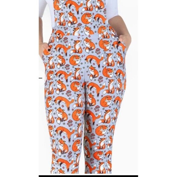 BlackMilk Overalls Fox and Mushroom Gray‎ Orange Rare Sz Small Vintage Australia - Picture 6 of 16